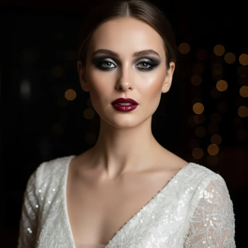 میکاپ جسورانه با لباس سفید